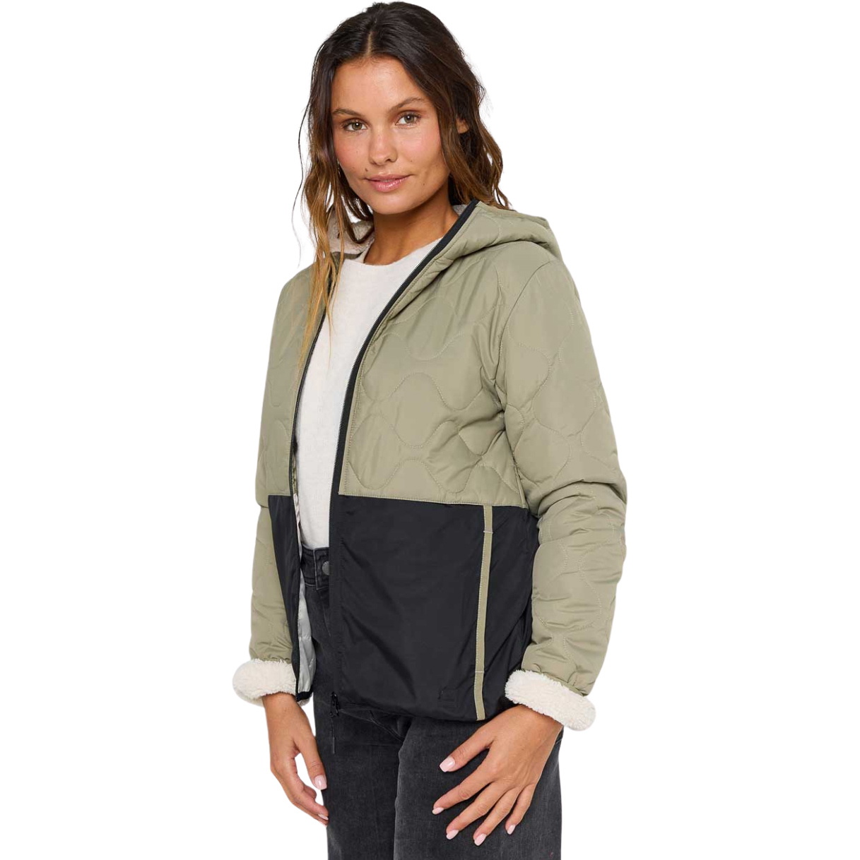 2025 Rip Curl Womens Anti-Series Anoeta Quilted Puffer Jacket 03DWJA - Olive